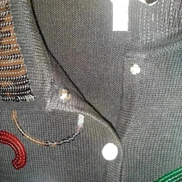 Sophia Jayne Ugly Christmas Sweater Vest Medium Black Sequins Faux Fur Snowman - Picture 9 of 10